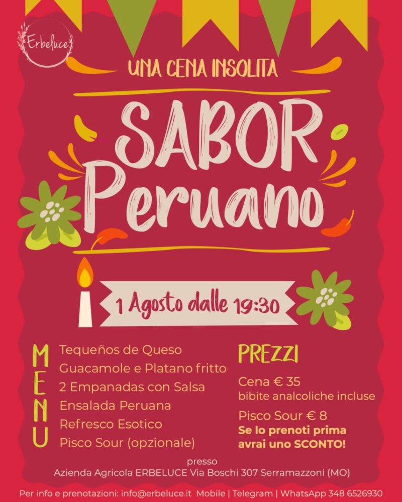 Evento 26 Luglio -Cena Peruviana Sabor Peruano-